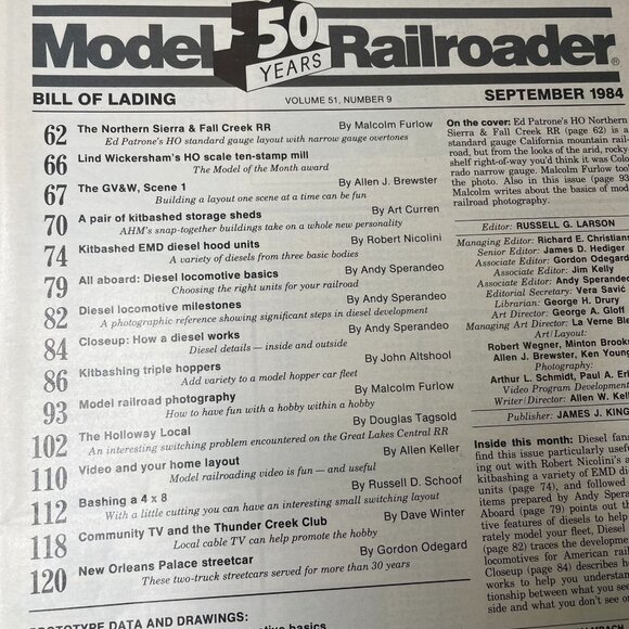 Model Railroader Magazine Back Issue u September 1984 Vol 51 No 9 Northern Sierr - Picture 5 of 11